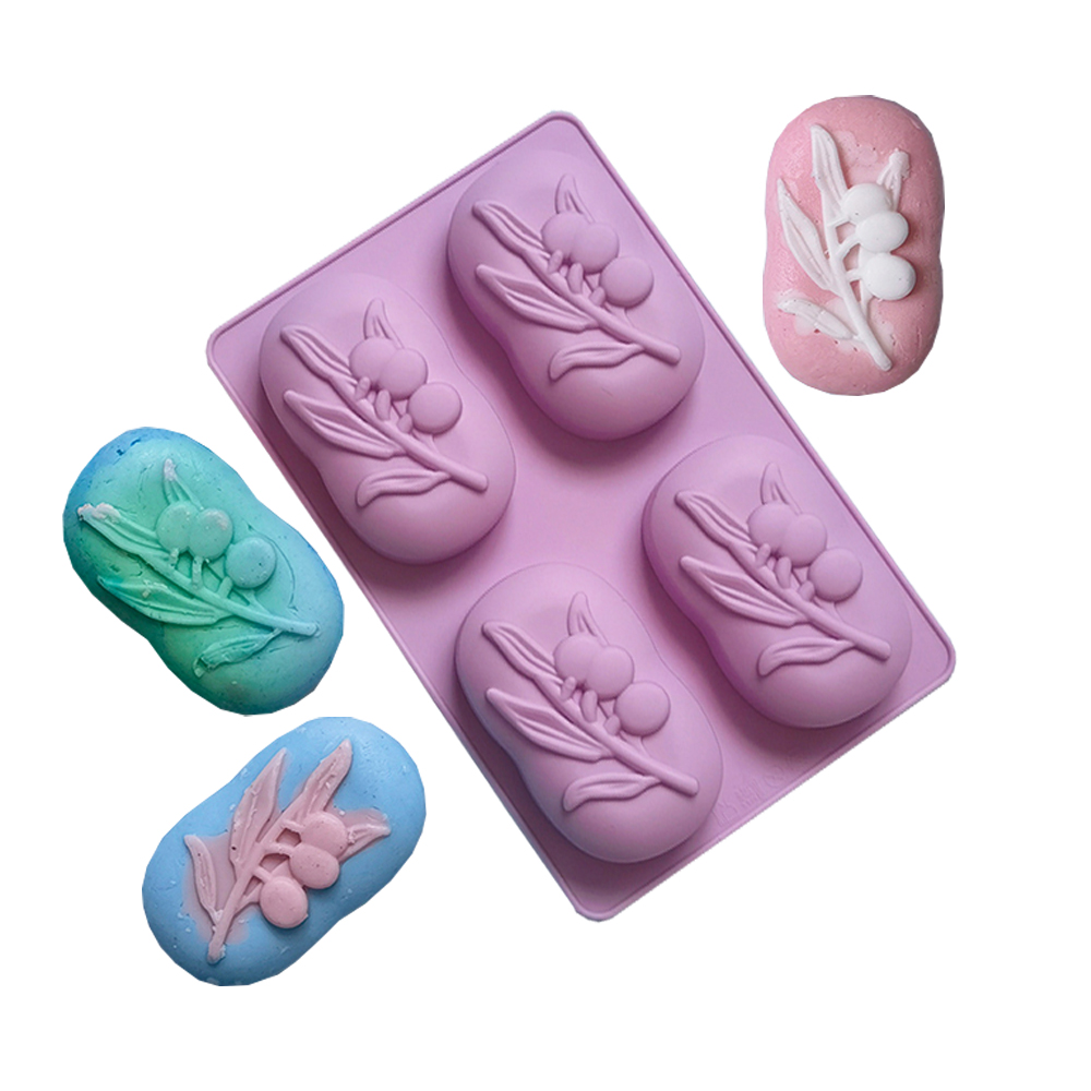 Candle Supplies Kit - 4 Cavities Oval Olive Tree Silicone