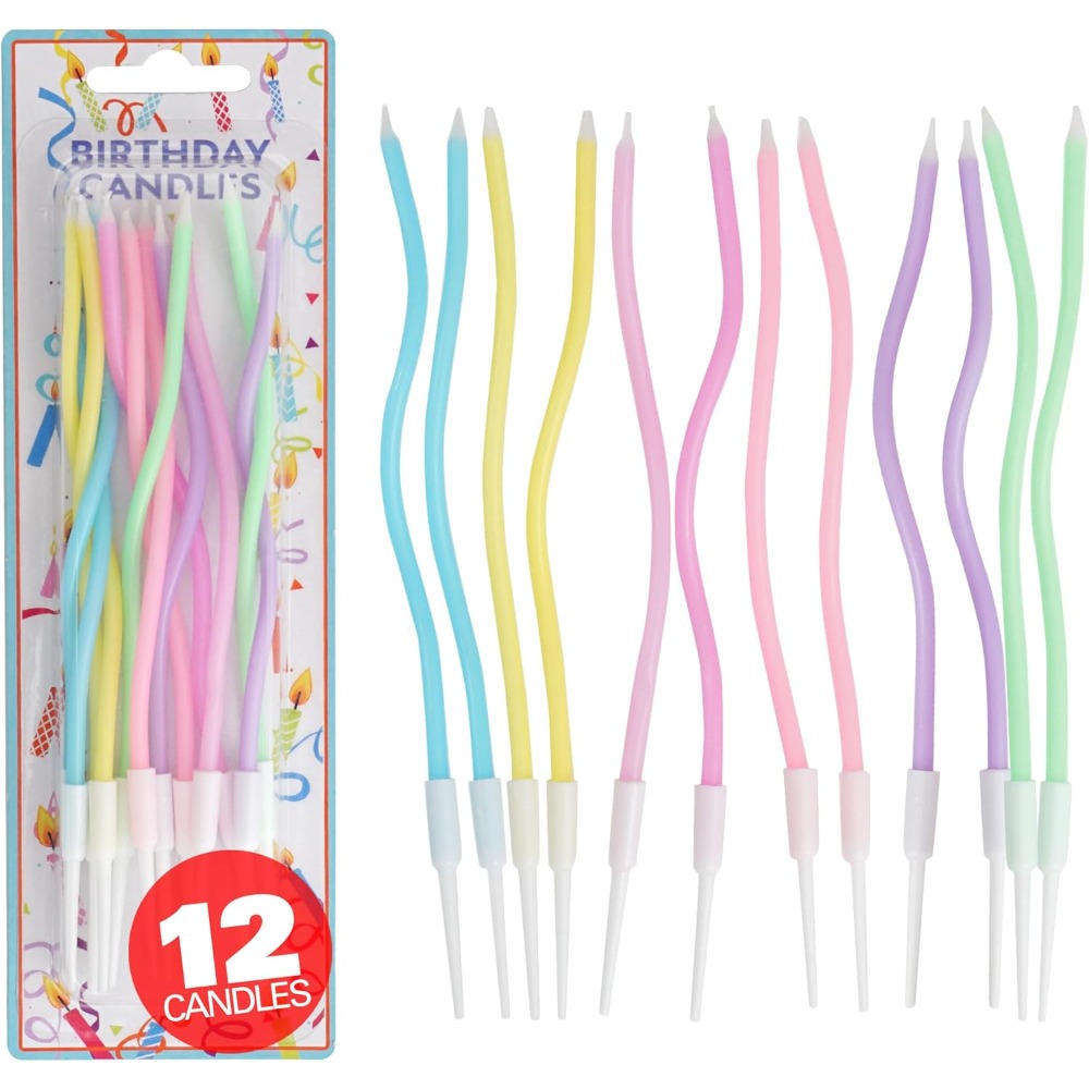 Candle Holder Supplies - Rainbow Spiral Birthday Cake Candles Set