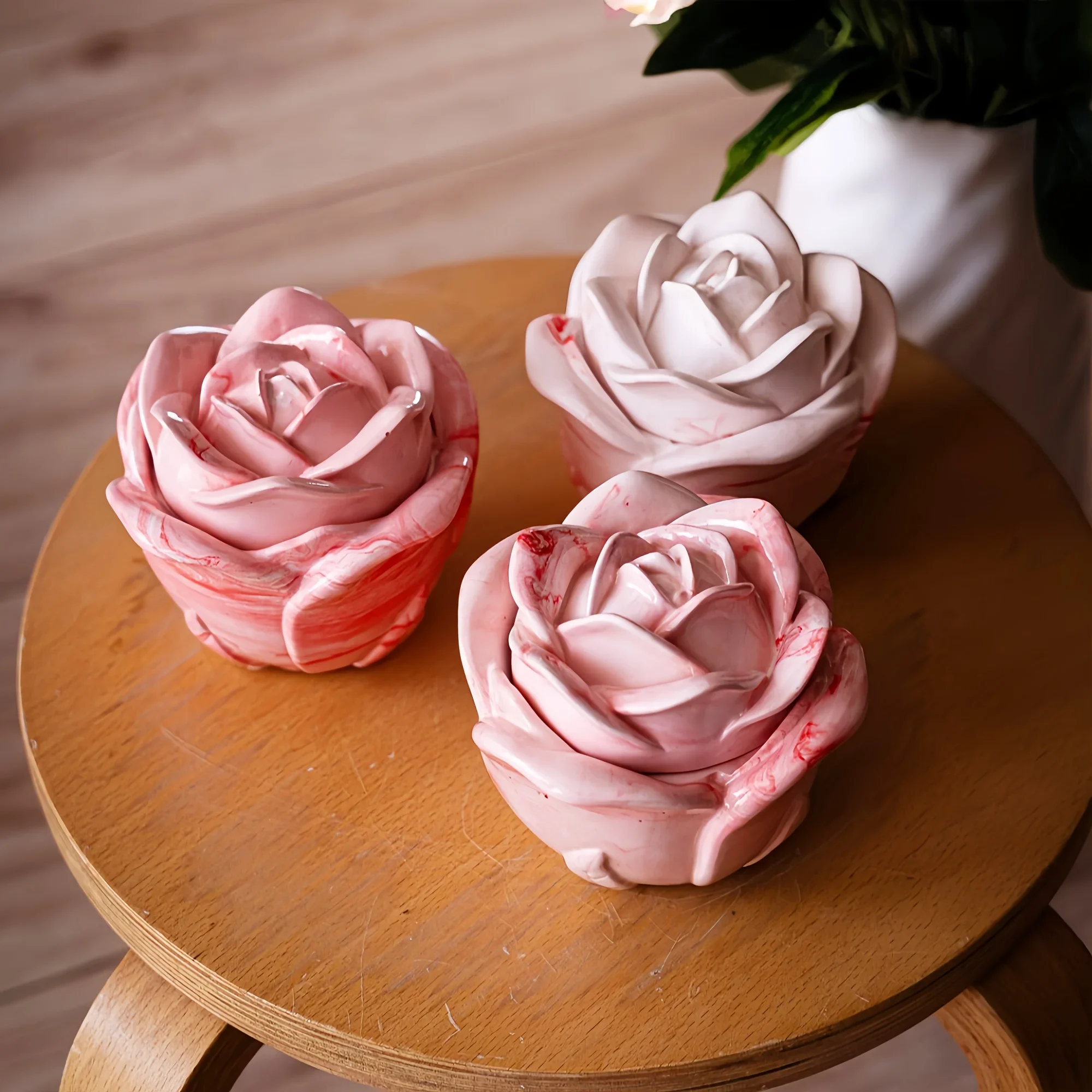 Candle Holder Supplies - 2-Piece Set Rose Shaped Silicone Molds