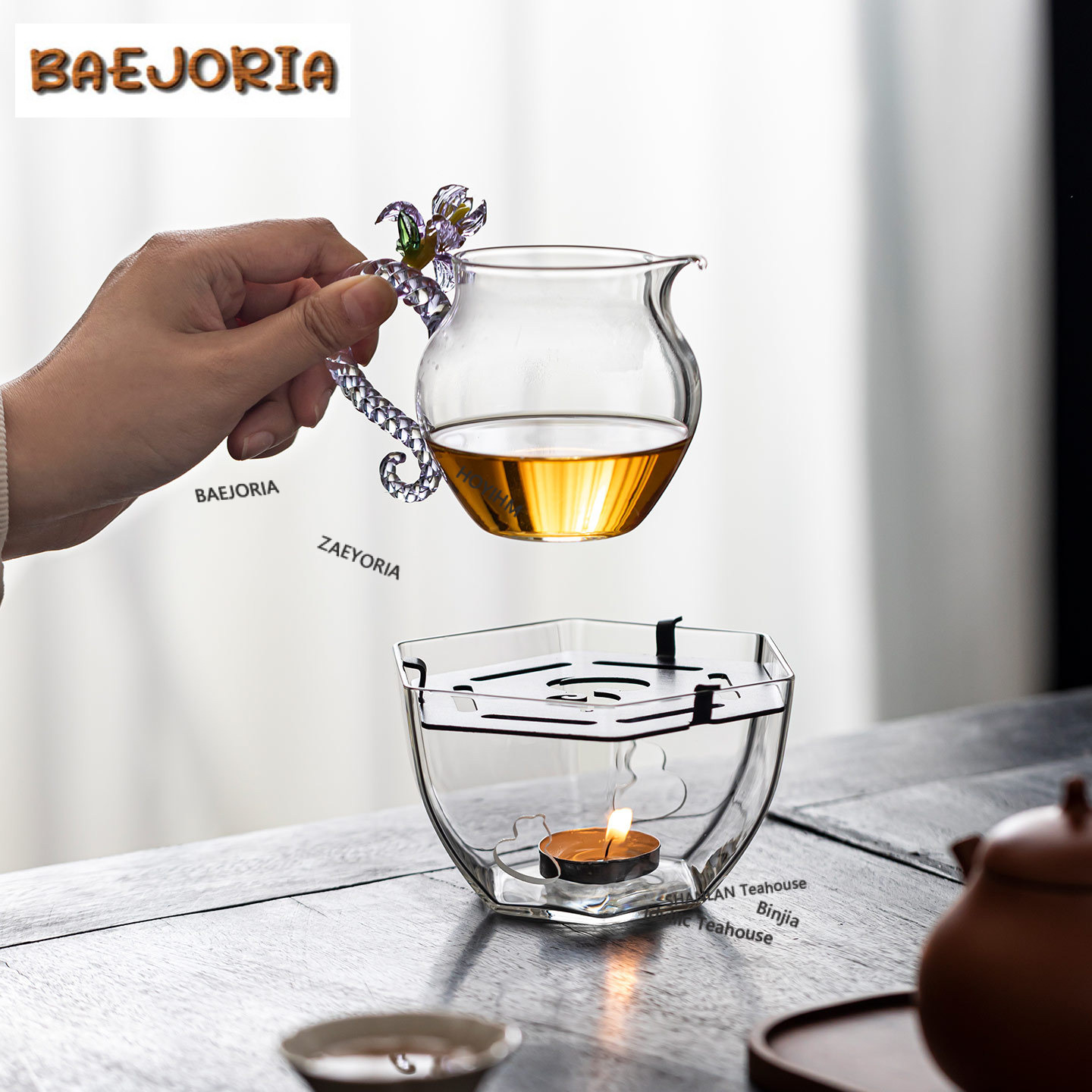 Candle Holder Supplies - Hexagonal Gourd-shaped Glass Tea Warmer Holder