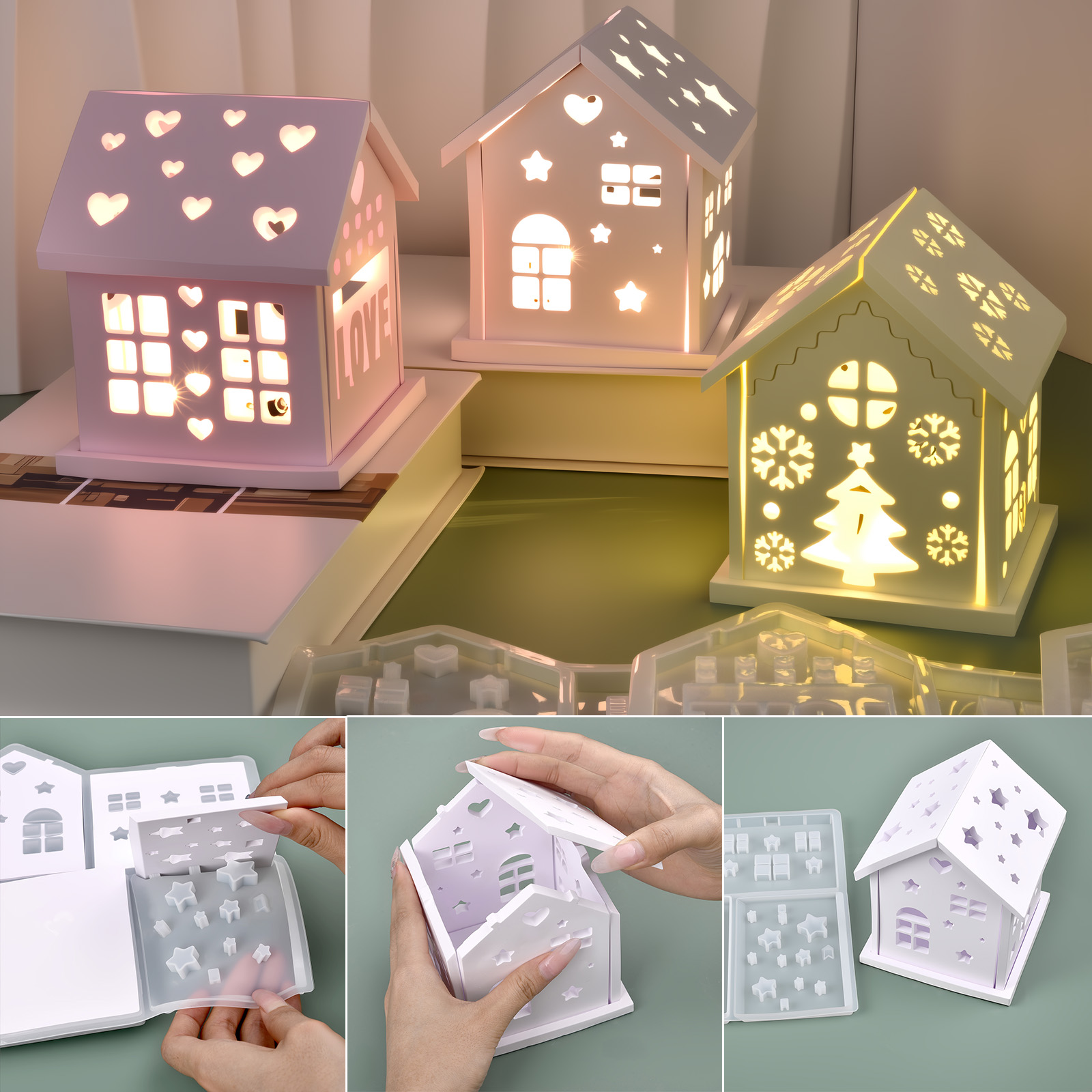 3D House Silicone Mold DIY Chr - огляд і ціна Candle Holder Supplies