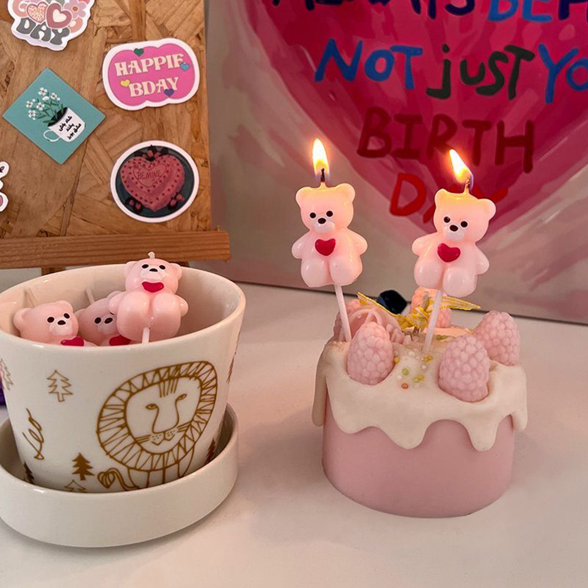 5pcs Cartoon Hug Bear Candle S - огляд і ціна Candle Supplies Kit