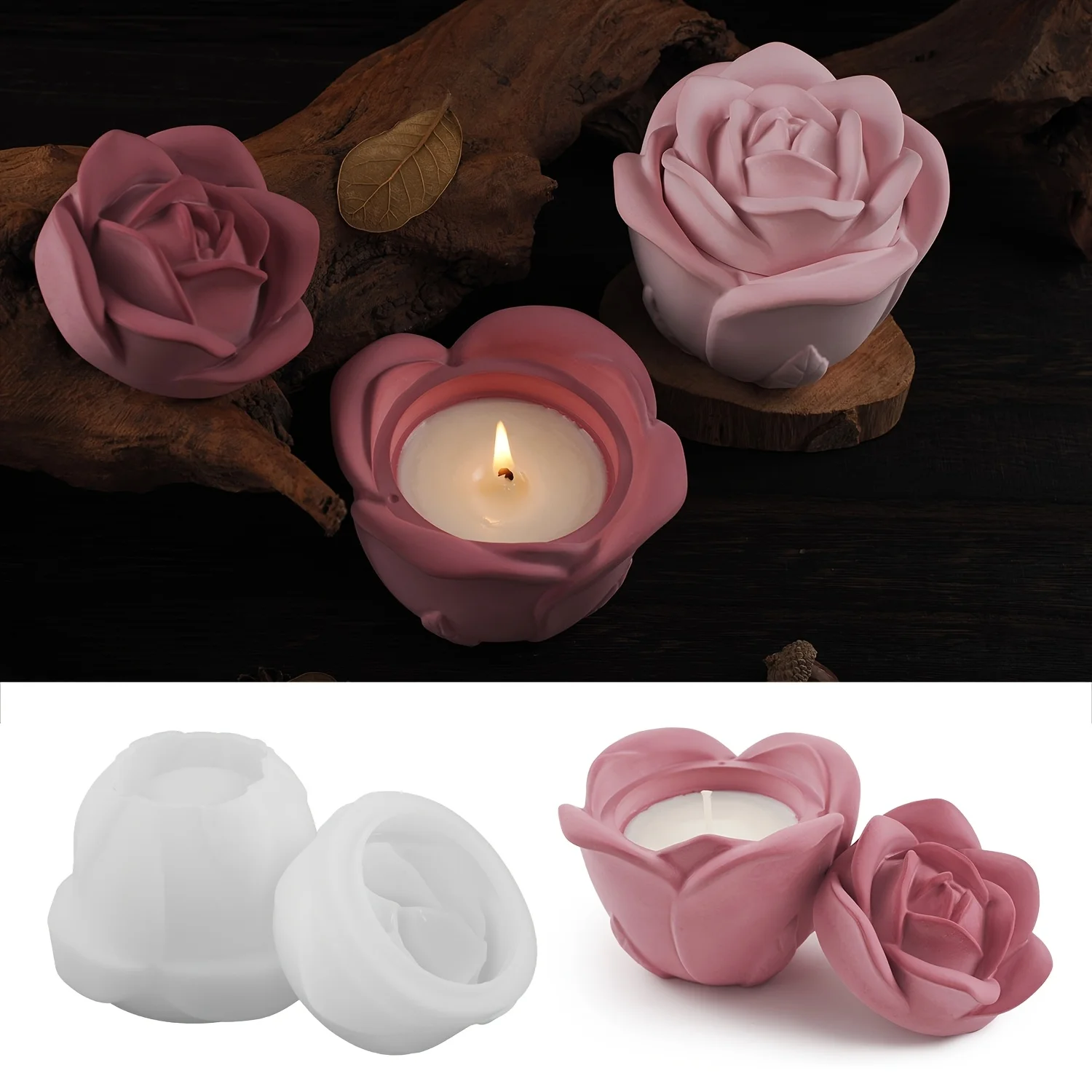 2-Piece Set Rose Shaped Silico - огляд і ціна Candle Holder Supplies